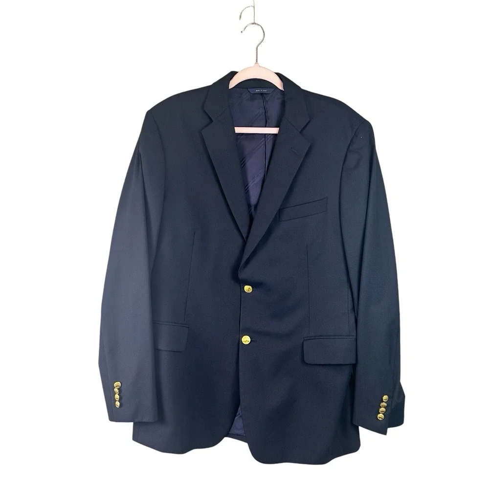 BROOKS BROTHERS 1818 Madison LORO PIANA WOOL Sport Jacket Blazer Dark Blue 43L